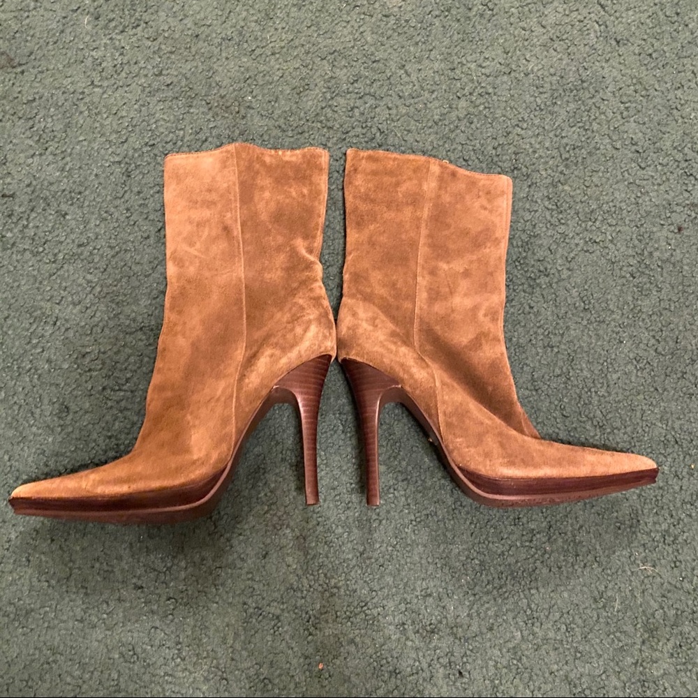 Ankle Height Suede Look Stiletto Heel Booties